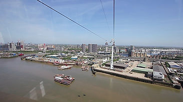 Cable cart ride over dockland